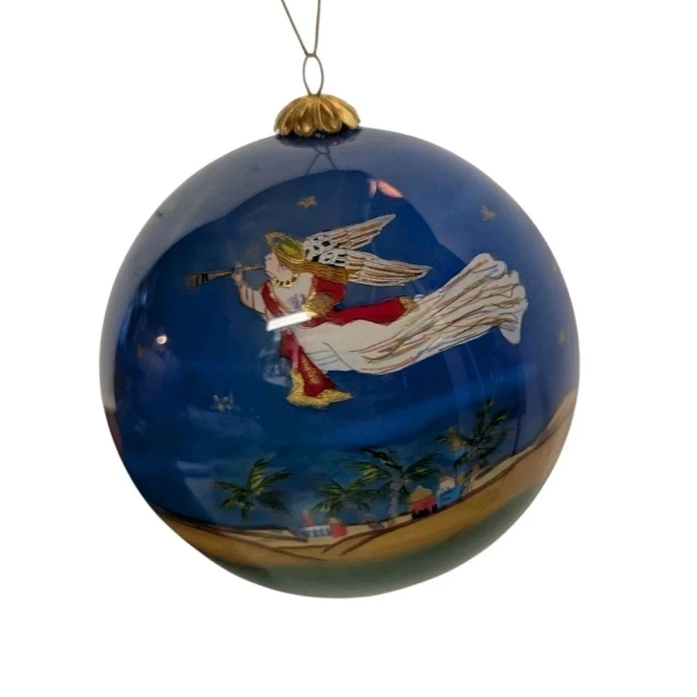 Li Bien Christmas Ornament‎ Nativity Scene Reverse Painted Glass Ball Globe 2003